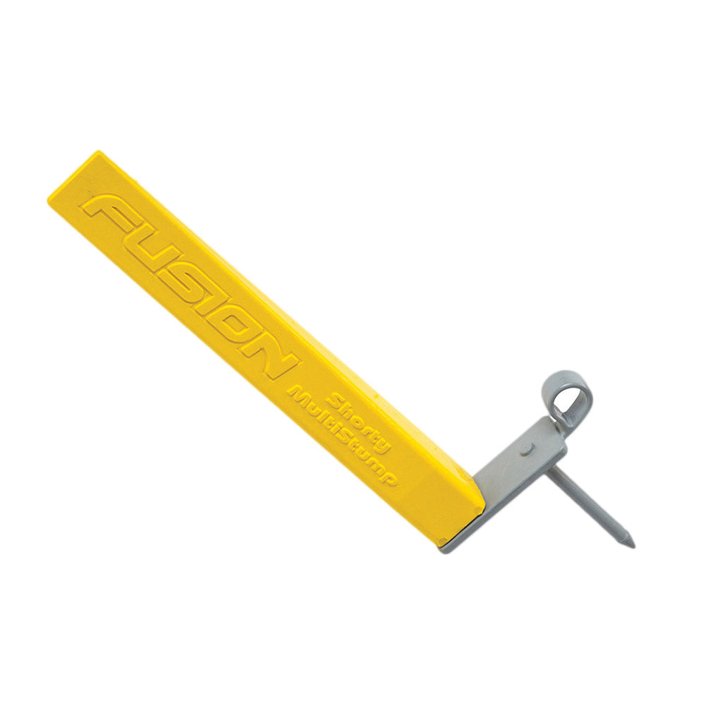 A flexible plastic half stump with the brand name 'FUSION', placed on a white background.
