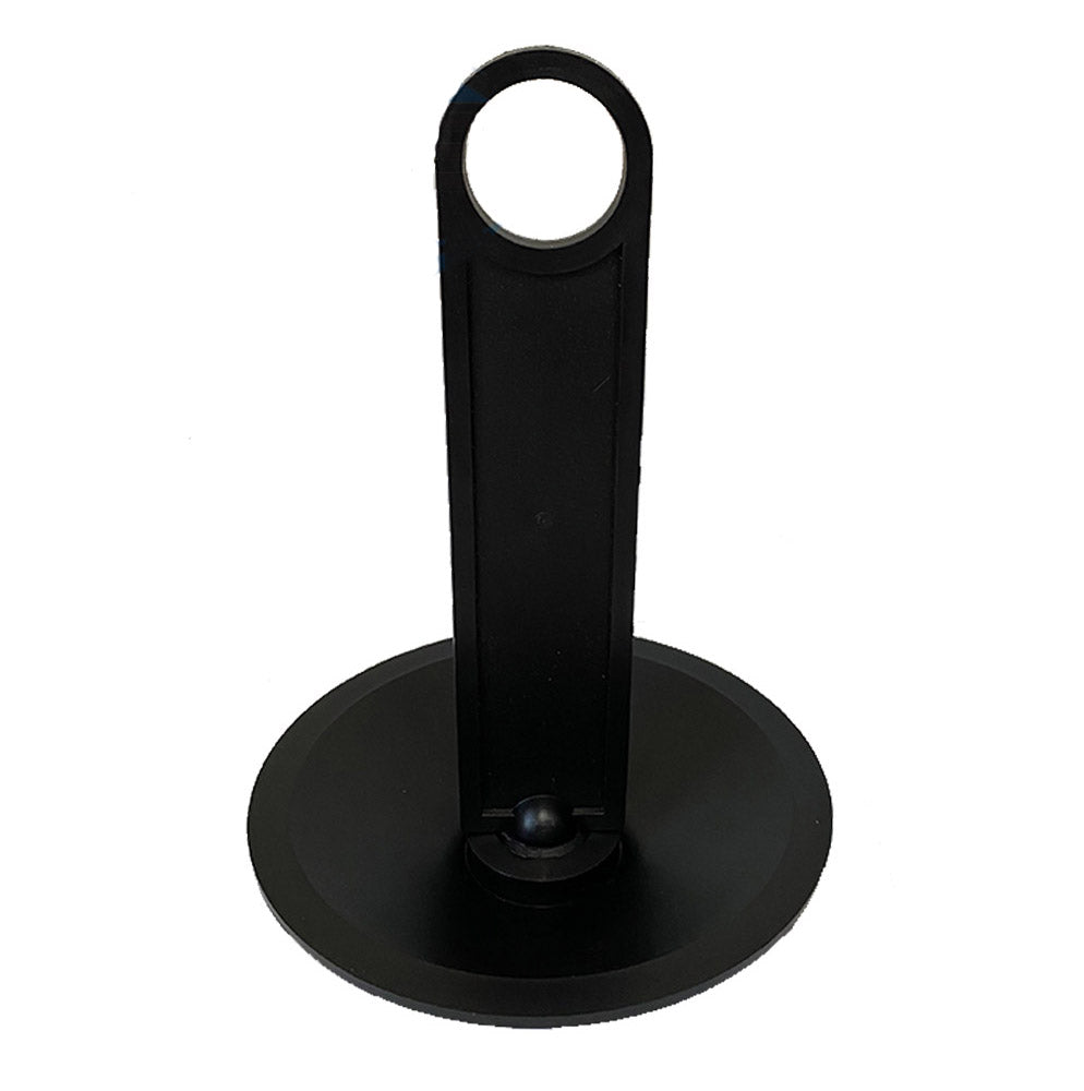 A black plastic holder for safety markers with a circular attachment at the top, mounted on a flat base.