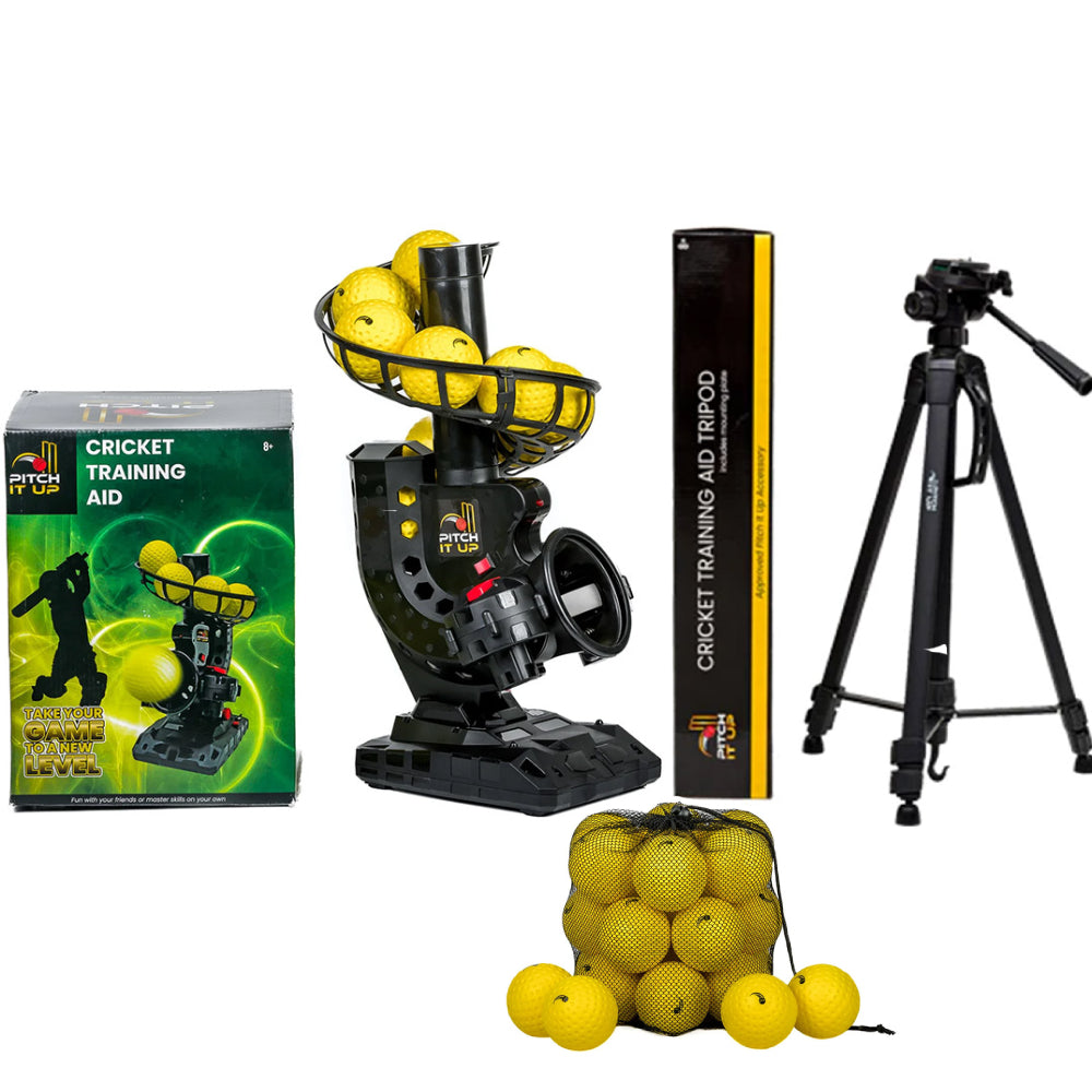 Training Bundle! Pitch It Up Bowling Machine, Tripod Stand and 20 balls