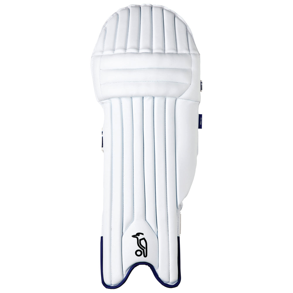 White Kookaburra cricket pad with a brand logo on a white background