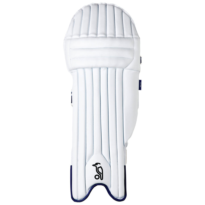 White Kookaburra cricket pad with a brand logo on a white background