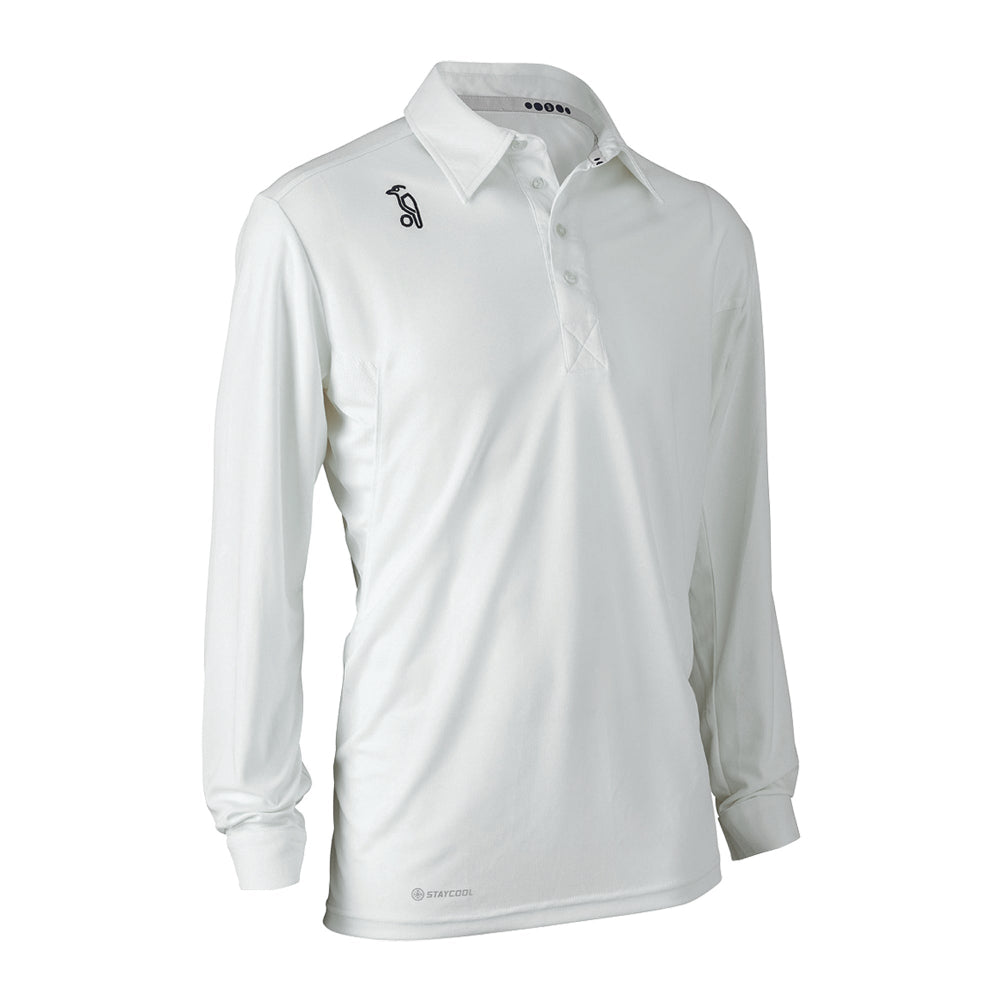 Long sleeve Kookaburra cricket playing shirt.