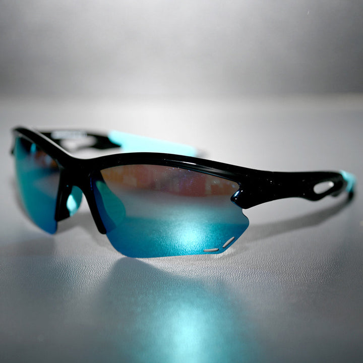 COUNTY ULTIMATE SUNGLASSES BLACK/TEAL - ROYAL POLORISED LENS