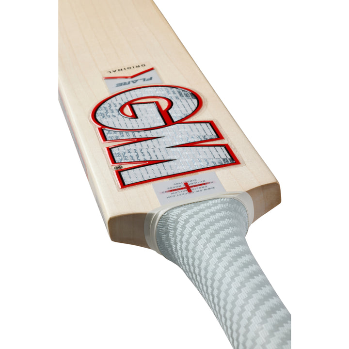 A close-up of the Gunn & Moore Flare stickers