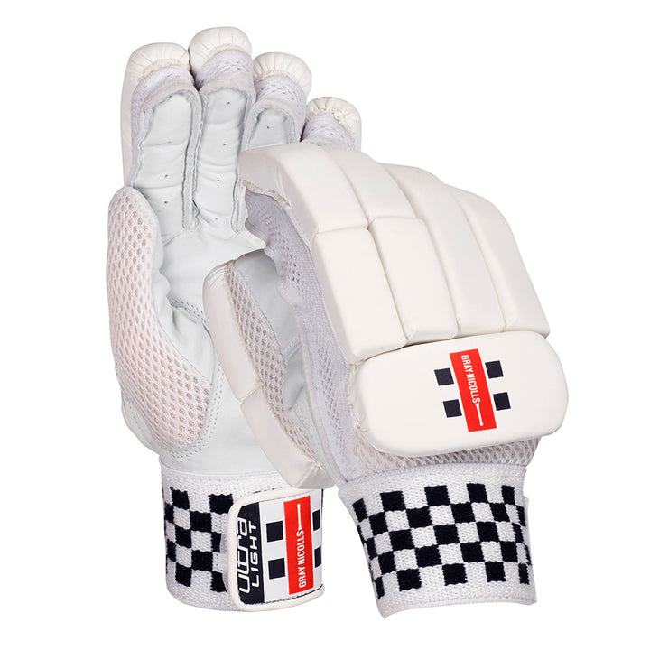 White cricket batting glove with Gray-Nicolls brand logo on a white background