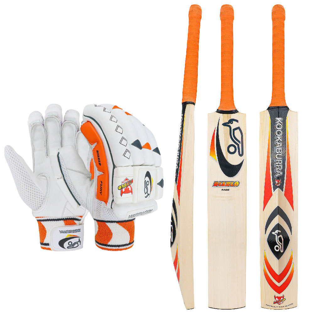 Kookaburra Diablo Rage Cricket Bat & Gloves Bundle
