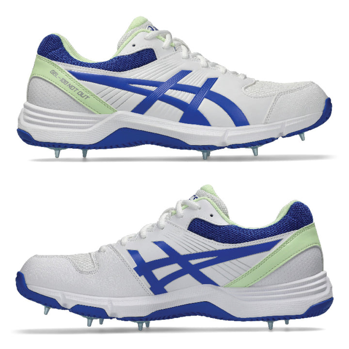 ASICS GEL 100 NOT OUT SPIKES WHITE/NEON BLUE