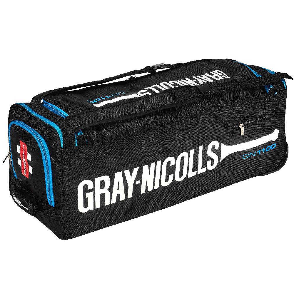 GRAY-NICOLLS 1100 WHEEL BAG BLACK/CYAN