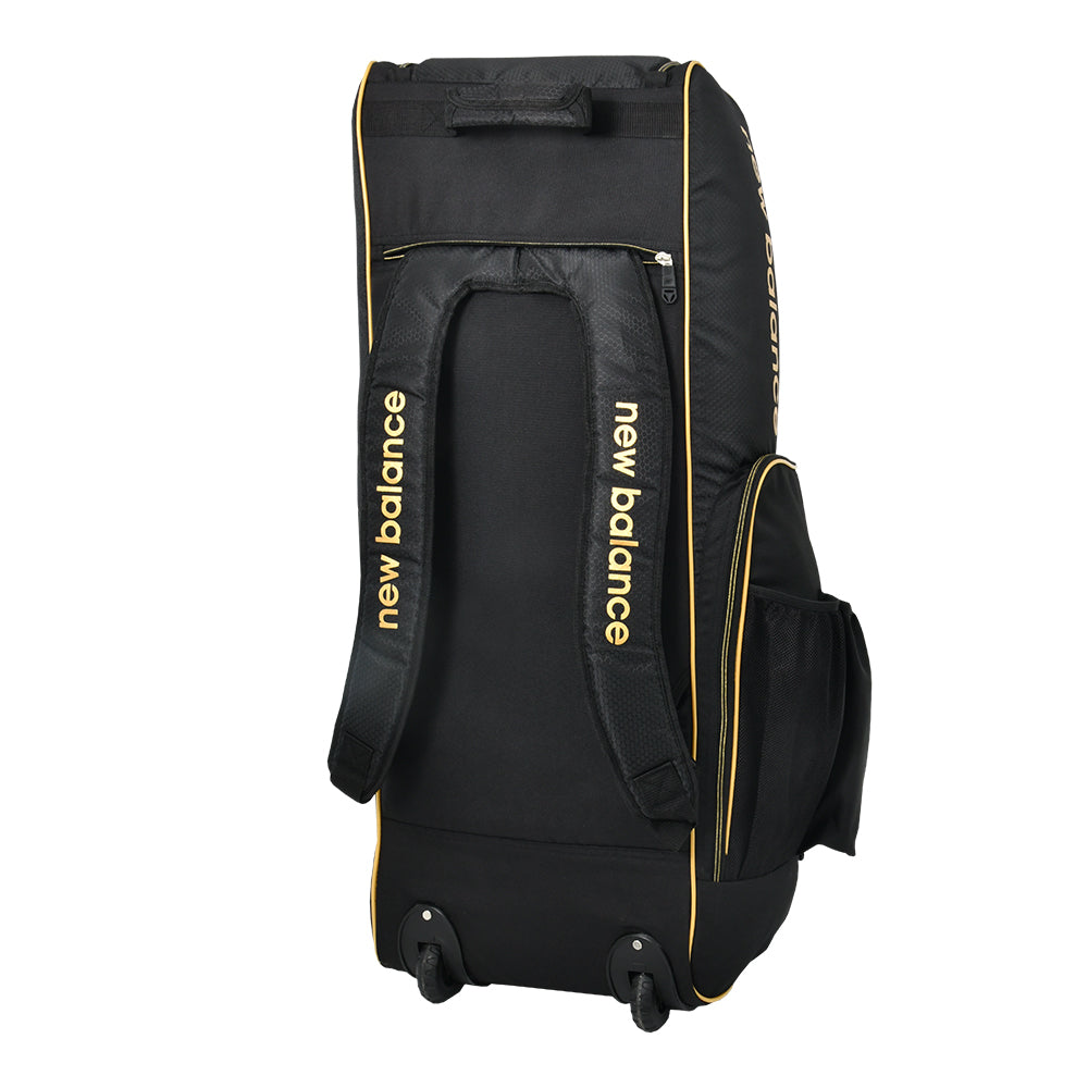 Black rolling bag with 'New Balance' branding on a white background