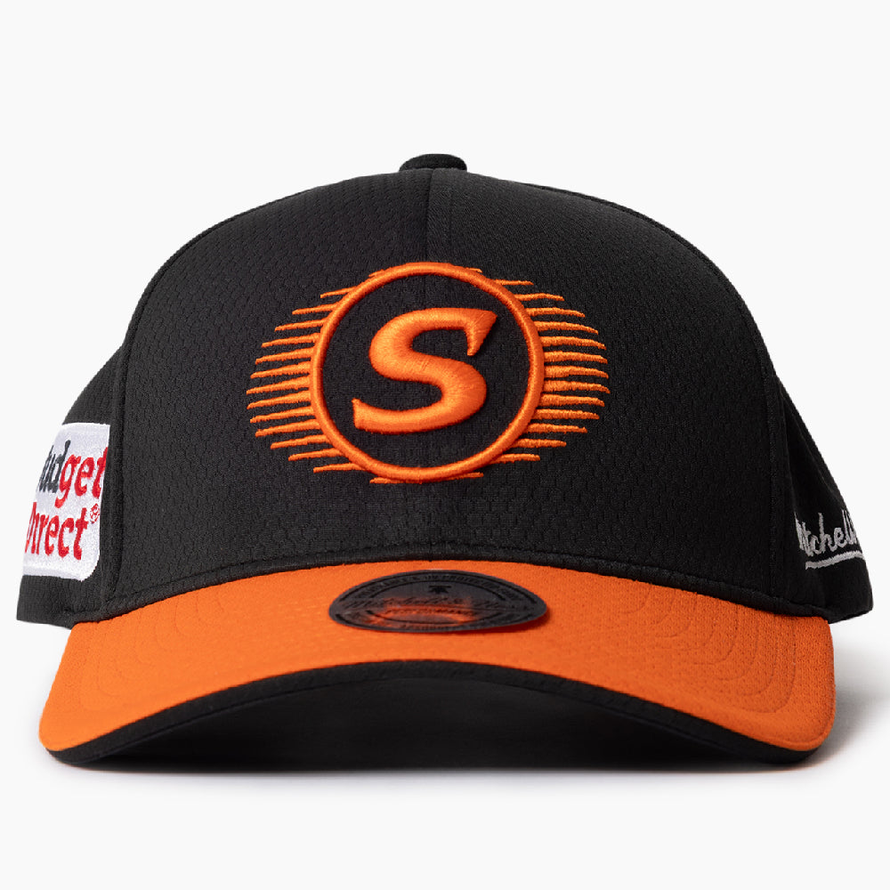 Black and orange BBL15 cap with a Perth Scorchers logo on a white background