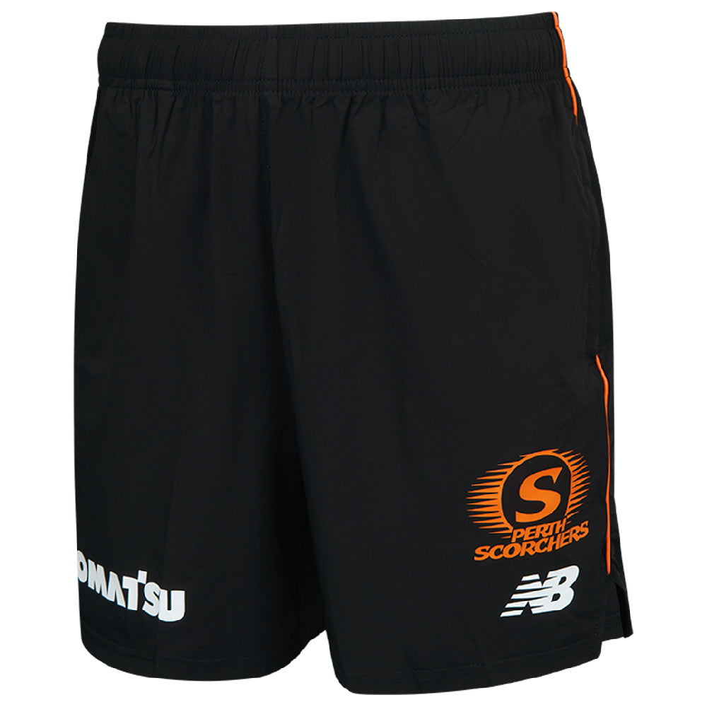 Black sports shorts with Perth Scorchers BBL branding on.