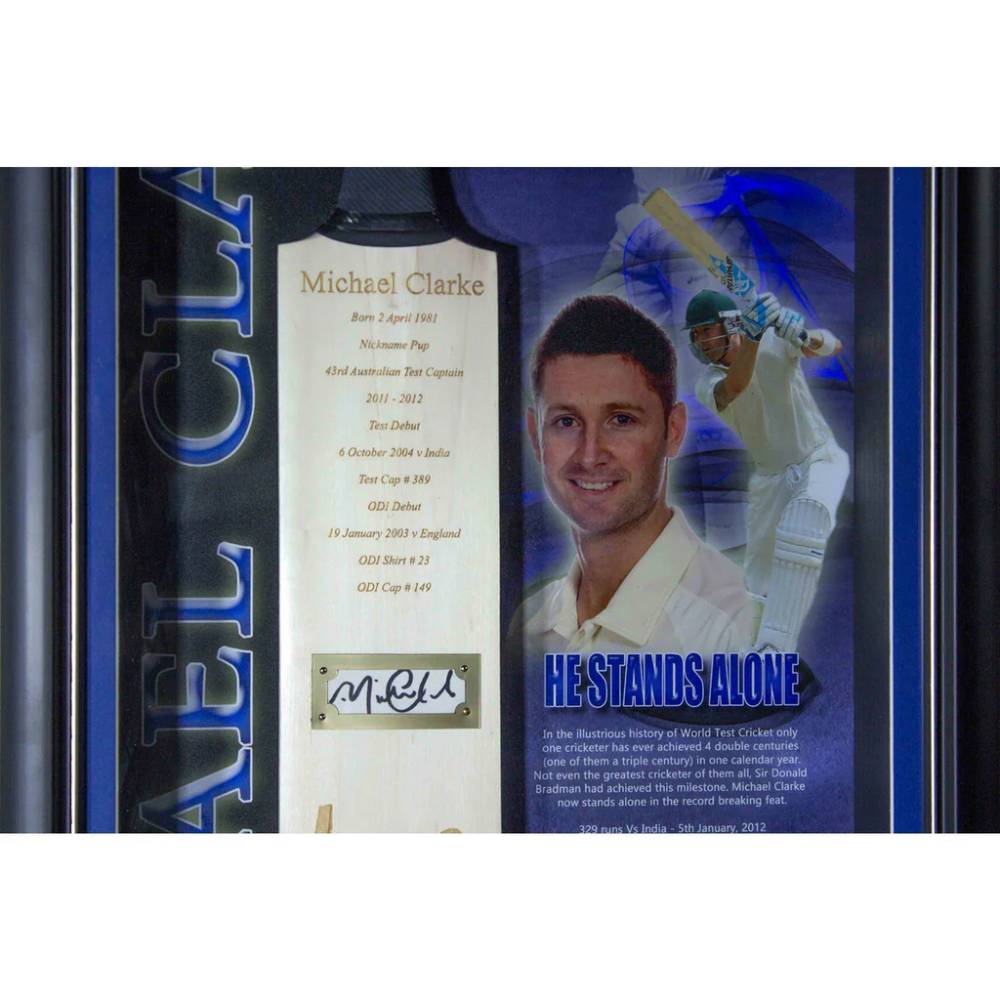 MICHAEL CLARKE - SIGNED LASER ETCHED BAT FRAMED