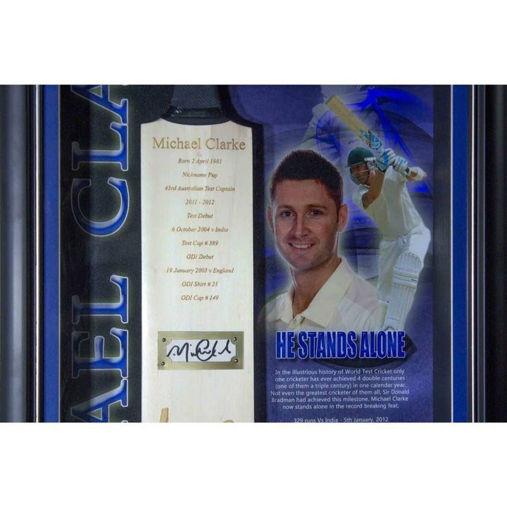 MICHAEL CLARKE - SIGNED LASER ETCHED BAT FRAMED