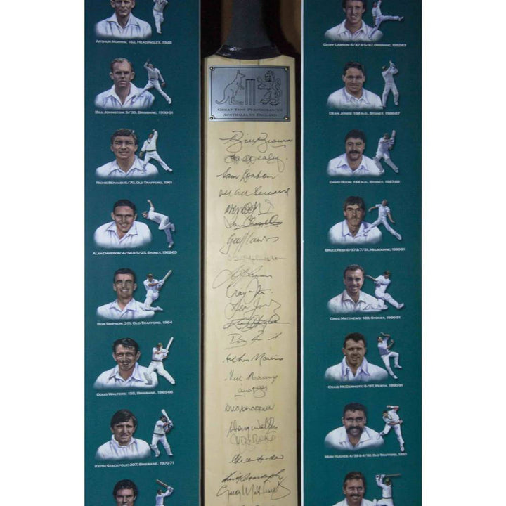 GREAT TEST PERFORMANCE BAT AUS VS ENG 24 SIGNATURES FRAMED