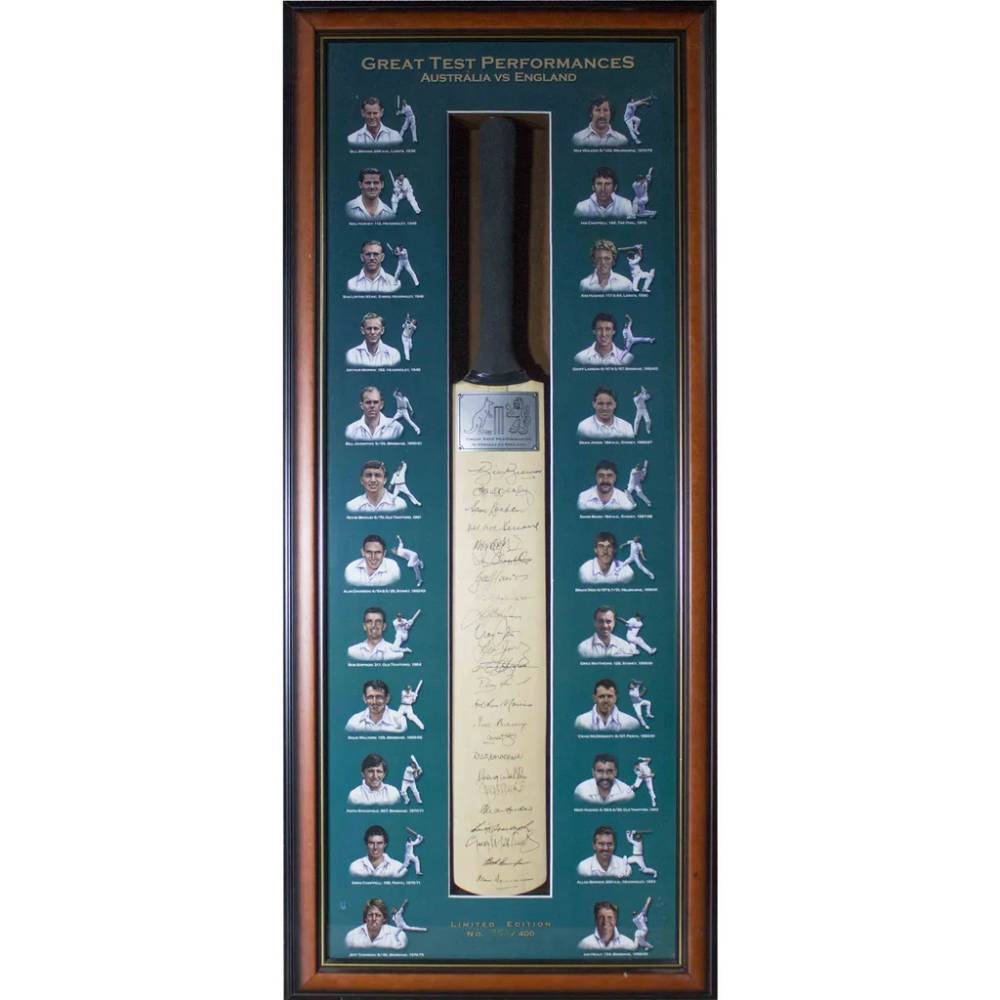 GREAT TEST PERFORMANCE BAT AUS VS ENG 24 SIGNATURES FRAMED