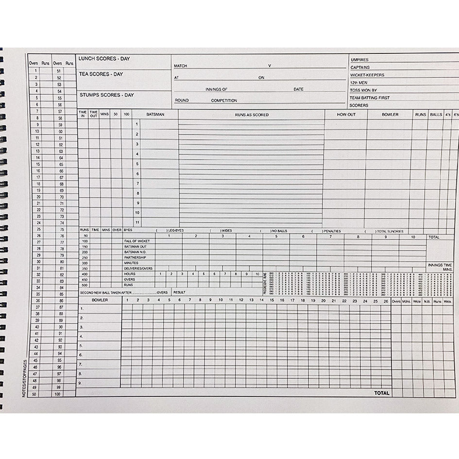 F1 Scorebook Scorebooks – Greg Chappell Cricket Centre