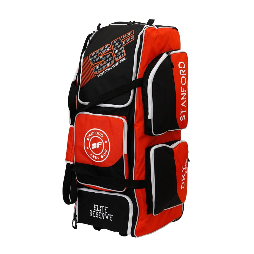 Red and black sports bag with SF branding on a white background